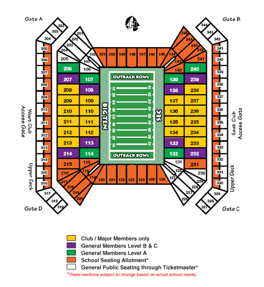 Raymond James Stadium Football Seating Chart
